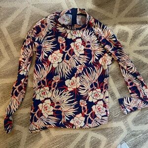 J. Crew Navy and Red Floral Rash Guard